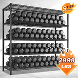 Reibii 56" W x 75.6" H Wire Rack Shelving Units on Wheels, 2550 lbs Adjustable Wire Storage Shelves for Pantry Closet Commercial