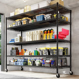 Reibii 56" W x 75.6" H Wire Rack Shelving Units on Wheels, 2550 lbs Adjustable Wire Storage Shelves for Pantry Closet Commercial