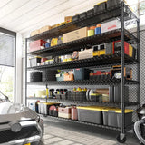 Reibii 60''W X 82.6" H Wire Rack Shelving on Wheels, 3598 lbs Adjustable Heavy Duty Metal Wire Shelves for Kitchen Pantry