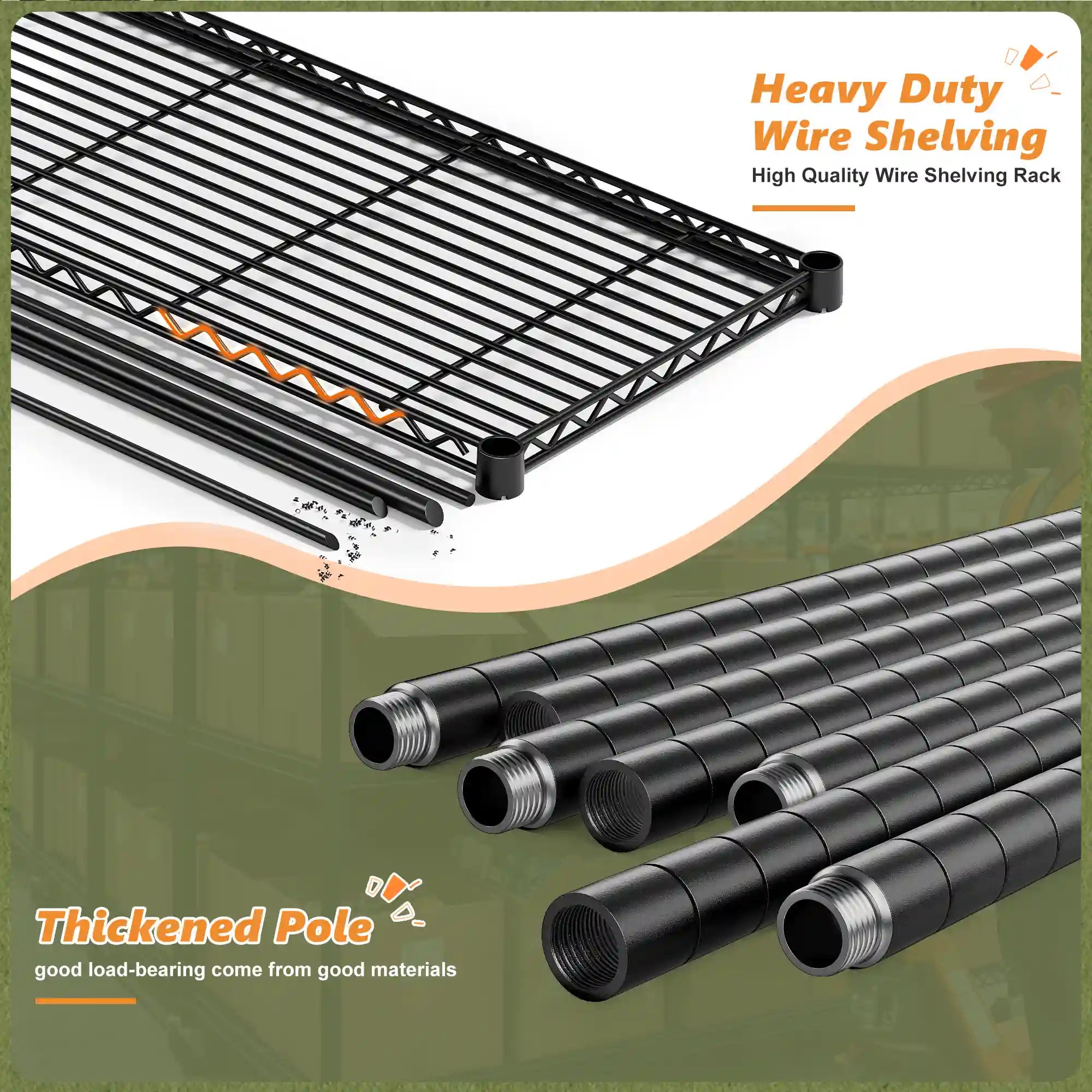 Reibii 60" W x 24"D Wire Shelving with Wheels, Heavy Duty Adjustable Metal Shelves Load 2878lbs, Wire Storage Shelves for Garage Closet Pantry Basement