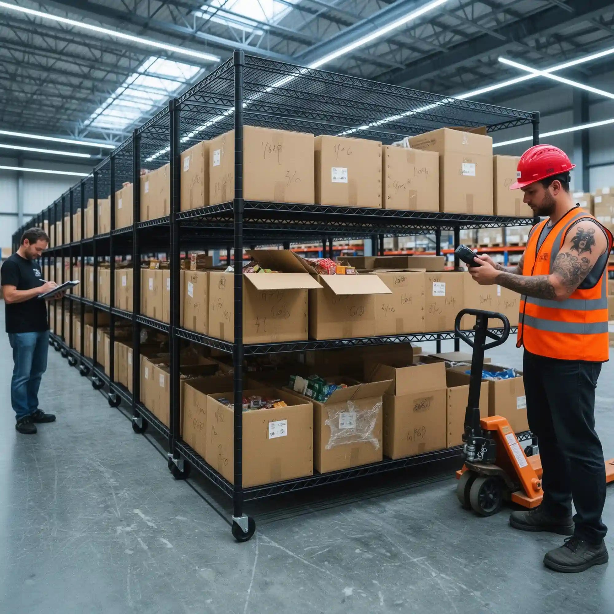 Reibii Rolling heavy duty shelves, Adjustable Metal Shelves Load 2878 lbs,60" W x 24" D Wire Storage Shelves,
