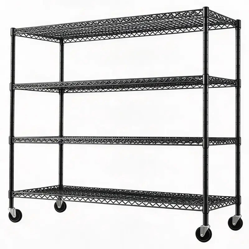Reibii 4-Tier Rolling Heavy Duty Shelves, 60"W x 24"D x 65.3"H, Adjustable Metal Shelves, 2878 lbs Load, Wire Storage