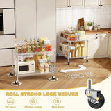 Reibii 2-Shelf Wire Rack Shelving with Wheels & Gaskets , Adjustable Metal Storage Shelves for Kutchen Pantry Laundry, Chrome