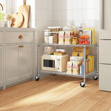 Reibii 2-Shelf Wire Rack Shelving with Wheels & Gaskets , Adjustable Metal Storage Shelves for Kutchen Pantry Laundry, Chrome