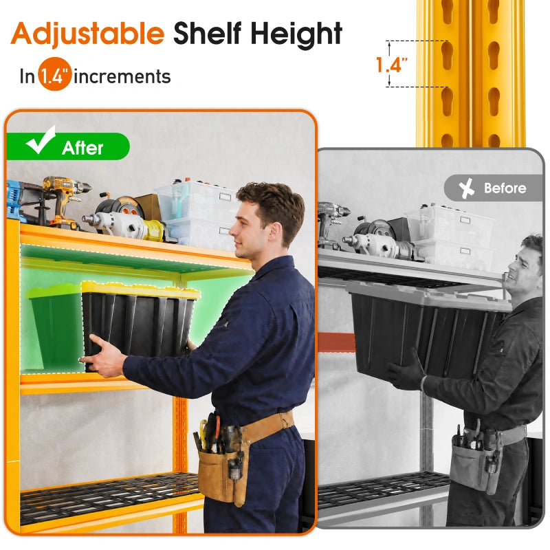 REIBII 59.9"H 4-Tier Industrial Shelves, Adjustable Shelving Units for Garage, Warehouse, Basement & Pantry