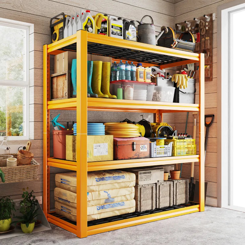 REIBII 59.9"H 4-Tier Industrial Shelves, Adjustable Shelving Units for Garage, Warehouse, Basement & Pantry