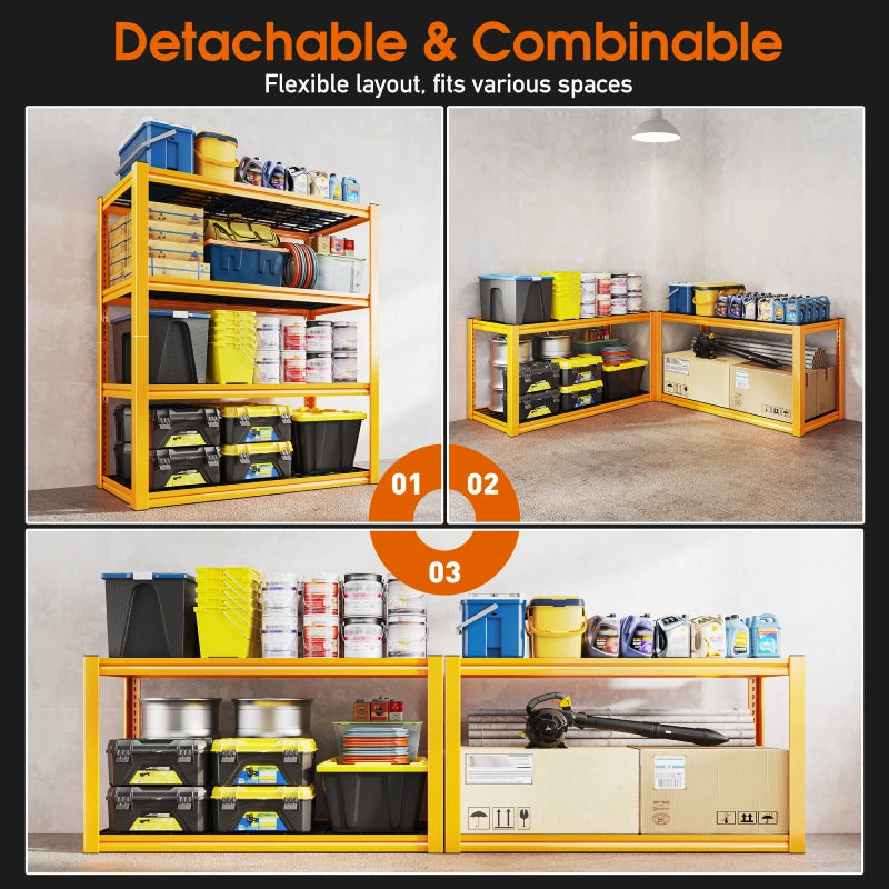 REIBII 59.9"H 4-Tier Industrial Shelves, Adjustable Shelving Units for Garage, Warehouse, Basement & Pantry