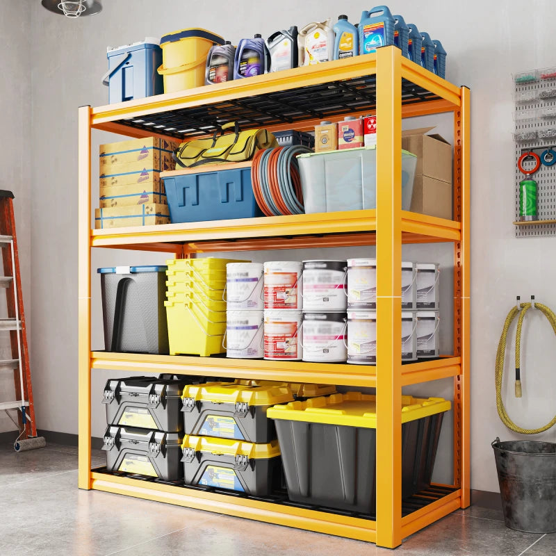 REIBII 59.9"H 4-Tier Industrial Shelves, Adjustable Shelving Units for Garage, Warehouse, Basement & Pantry