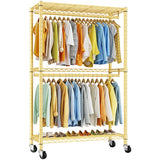 Raybee 79"H Clothing Rack With  Wheels, Rolling Garment Rack For Hanging,Portable Closets