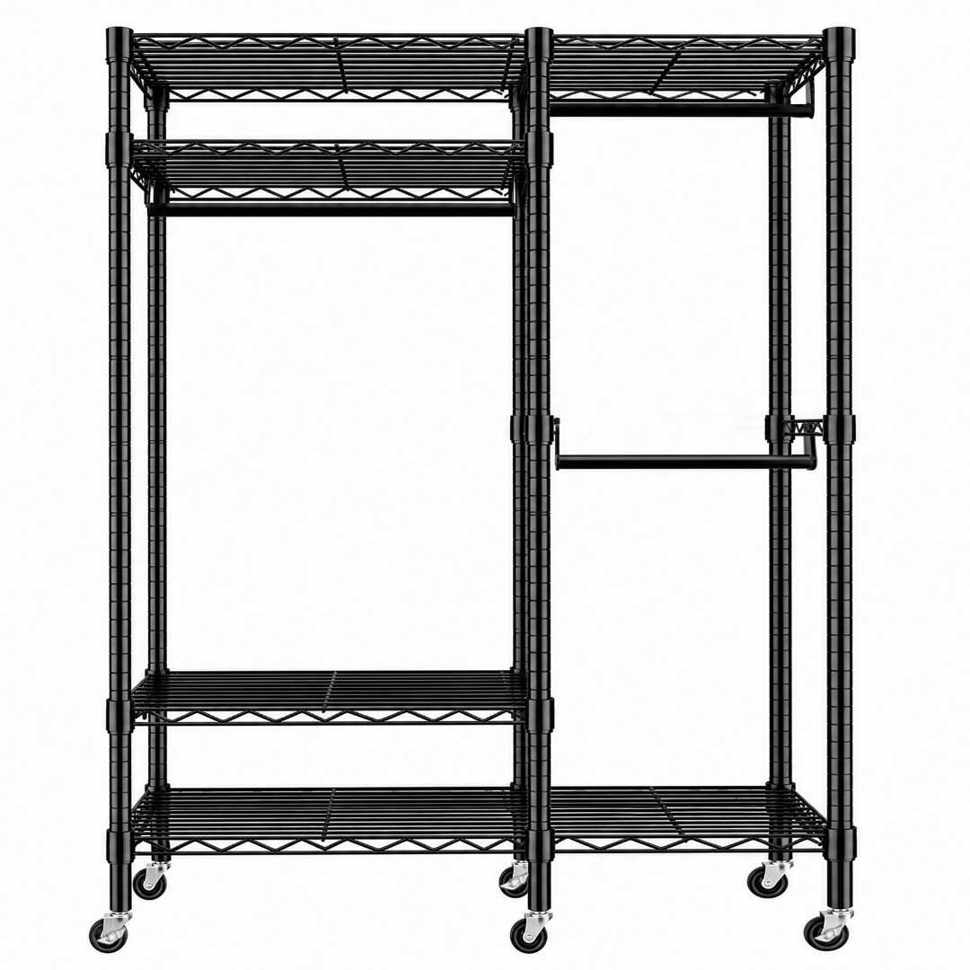 Raybee Heavy Duty Portable Clothes Rack With Wheels,Clothing Rack For Hanging,Garment Rack For Bedroom