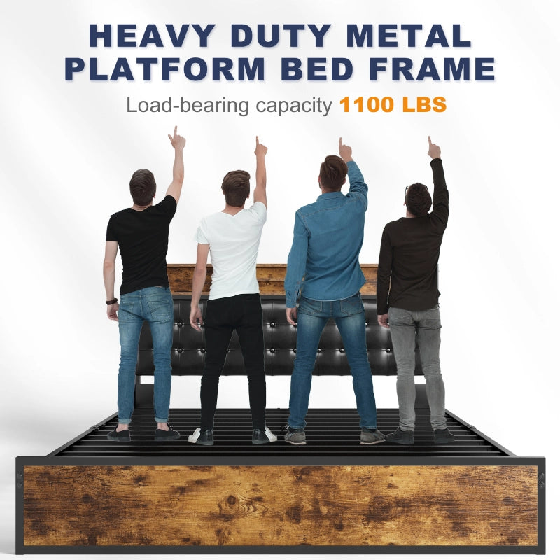 Heavy duty metal platform bed frame