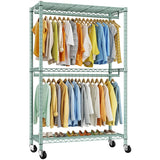 Raybee 79"H Clothing Rack With  Wheels, Rolling Garment Rack For Hanging,Portable Closets