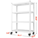 REIBII 59.8"H 4-Tier Rolling Metal Shelving Rack 530LBS Adjustable Shelving Units for Pantry, Kitchen, Basement