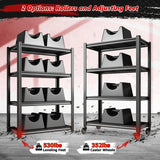 REIBII 59.8"H 4-Tier Rolling Metal Shelving Rack 530LBS Adjustable Shelving Units for Pantry, Kitchen, Basement