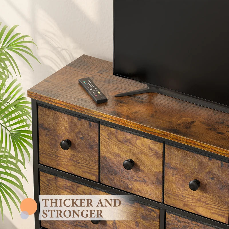40.7"W 12 Drawers Dresser for Bedroom, Pantry, Chest for Living Room with Deep Drawes for Living Room 40.7"W x 11.9"D x 43.8"H, Brown 40.7"W 12 Drawers Dresser for Bedroom, Pantry, Chest for Living Room with Deep Drawes for Living Room 40.7"W x 11.9"D x 43.8"H, Brown