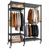 Raybee Heavy Duty Portable Closet,Wire Garment Rack on wheels,Adjustable Hanging Clothes Rack,For Bedroom