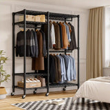 Raybee Heavy Duty Portable Closet,Wire Garment Rack on wheels,Adjustable Hanging Clothes Rack,For Bedroom