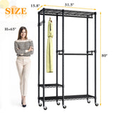 clothes rack (80" H x 31.5" W x 15.8" D) offers adjustable hanging space