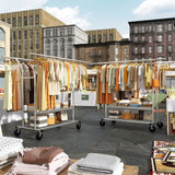 Raybee 70"H 630LBS Clothes Rack On Wheels, Adjustable Garment Rack , Commercial Metal Clothing Rack with Shelves, Chrome