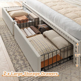 900LBS Upholstered Bed Frame with 2 Storage Drawers,2-Tier Storage Headboard,Noise-Free, No Box Spring Needed