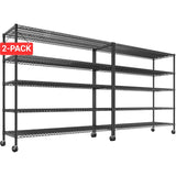 Reibii 56" W x 75.6" H Wire Rack Shelving Units on Wheels, 2550 lbs Adjustable Wire Storage Shelves for Pantry Closet Commercial