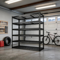 REIBII 48"W Garage Shelving DIY 6-Tiers Adjustable Shelves for Warehouse, Basement