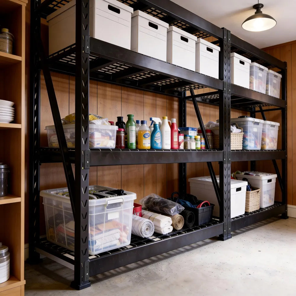 Industrial_Heavy-Duty_Garage_Shelving-2 Packs.Garage Storage Rack Helps Organize Tools, Boxes and Supplies
