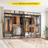 Raybee Heavy Duty Portable Closet,Wire Garment Rack on wheels,Adjustable Hanging Clothes Rack,For Bedroom