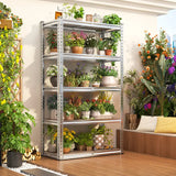 Reibii 5-Tier Galvanized PP Storage Racks for Kitchen, Pantry, Garage, Warehouse – Heavy Duty Metal Shelf Organizer