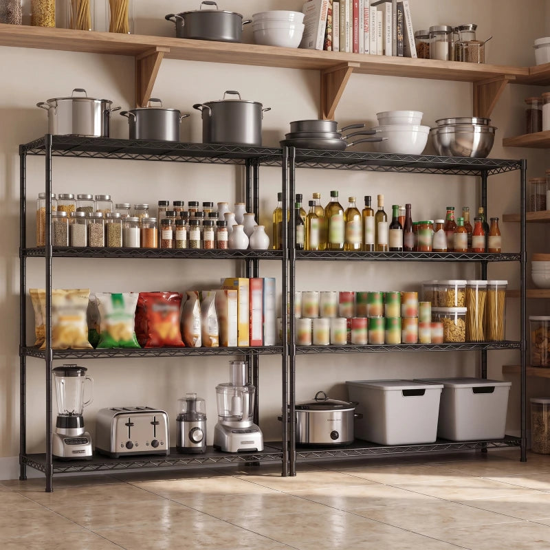 Reibii 4‑Shelf Steel Wire Shelving Unit Adjustable Metal Storage Rack for Kitchen Pantry Closet Dorm Bedroom Organization