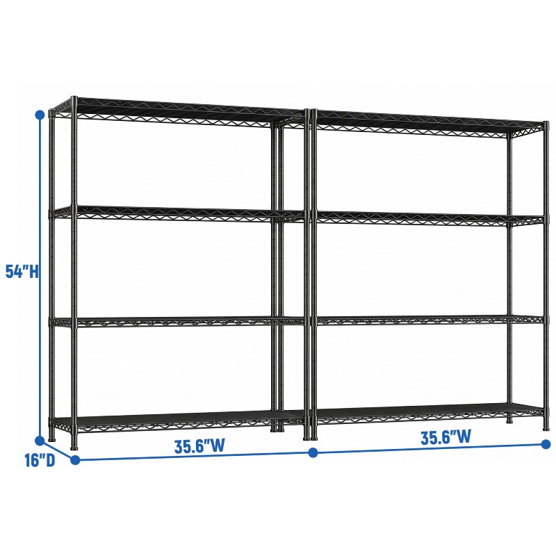 Reibii 4‑Shelf Steel Wire Shelving Unit Adjustable Metal Storage Rack for Kitchen Pantry Closet Dorm Bedroom Organization