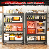 REIBII 59.8"H 4-Tier Rolling Metal Shelving Rack 530LBS Adjustable Shelving Units for Pantry, Kitchen, Basement