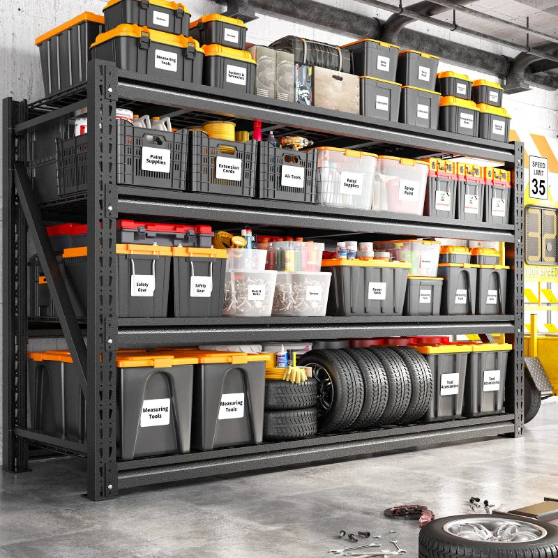 5080LBS Heavy‑Duty Metal Garage Storage Shelving, Industrial Steel Adjustable Shelves, Rust & Water Resistant Utility Rack for Warehouse, Workshop, Basement