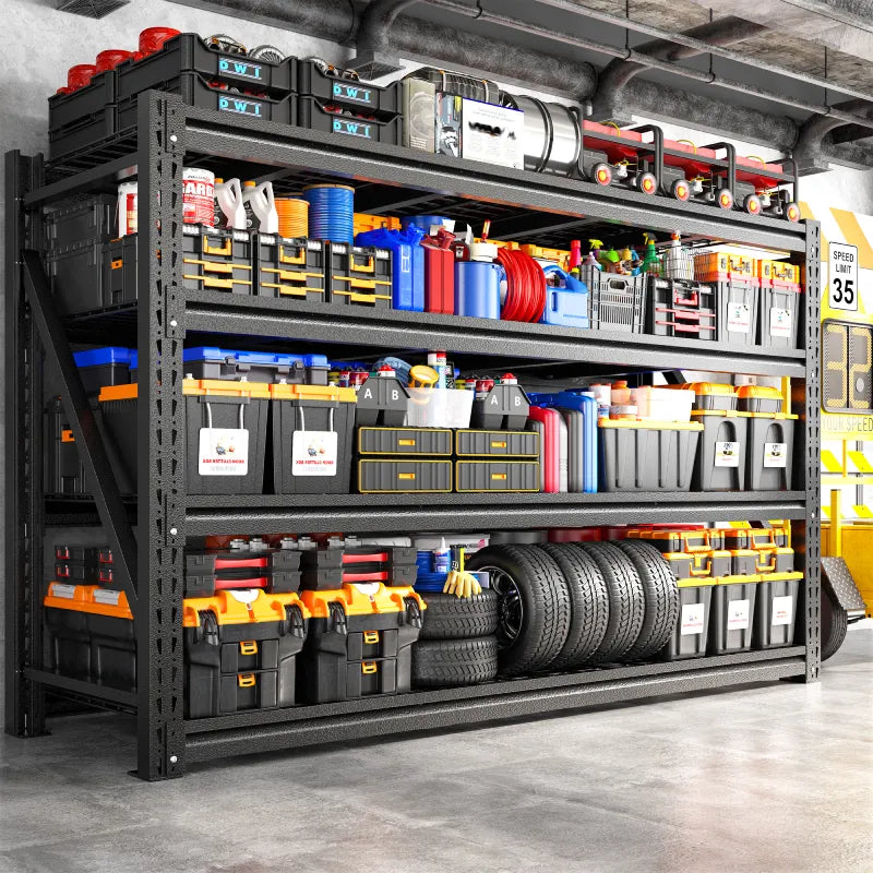 5080LBS Heavy‑Duty Metal Garage Storage Shelving, Industrial Steel Adjustable Shelves, Rust & Water Resistant Utility Rack for Warehouse, Workshop, Basement