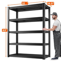 REIBII 32" W Garage Shelving Heavy Duty, 2000 lbs Adjustable Storage Shelves 5-Tier Metal Shelving for Basement Pantry Warehouse