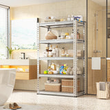Reibii 5-Tier Galvanized PP Storage Racks for Kitchen, Pantry, Garage, Warehouse – Heavy Duty Metal Shelf Organizer