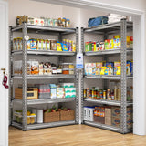 Reibii 5-Tier Galvanized PP Storage Racks for Kitchen, Pantry, Garage, Warehouse – Heavy Duty Metal Shelf Organizer