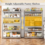 Reibii 5-Tier Galvanized PP Storage Racks for Kitchen, Pantry, Garage, Warehouse – Heavy Duty Metal Shelf Organizer