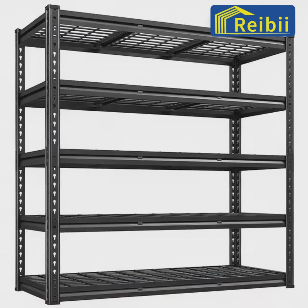 REIBII 48"W x 72"H 5-Tier Garage Shelving, 2800 LBS Adjustable Storage Shelves, shelving units for Warehouse, Basement, Workshop