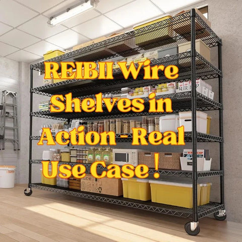 REIBII 6-Tier Heavy Duty Wire Shelving Unit with Wheels, 3598lbs Capacity, Adjustable Storage Rack for Kitchen, Pantry, Warehouse & Industrial