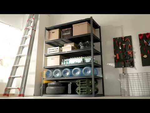 REIBII heavy duty storage shelving rack combines a strong steel frame and large storage capacity for garage organization and long-term use.