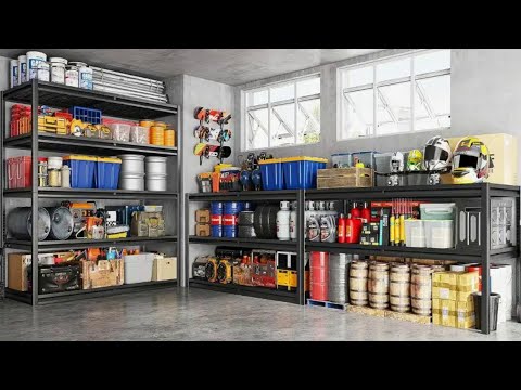 REIBII 2 Packs 6000LBS Garage Shelving 5-Tier Rust-Proof Adjustable Industrial Shelving  Metal Storage Shelves Easy Assembly 10 Minutes