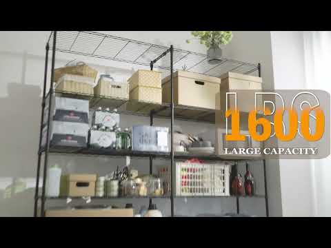 REIBII 70"W L-Shaped Wire Shelving, 1600lbs Adjustable Metal Shelves, Storage Racks Units for Pantry, Kitchen