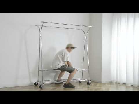 Raybee 78"W Heavy Duty Rolling Clothes Rack with Shelves, 650 LBS Adjustable Commercial Clothing Rack