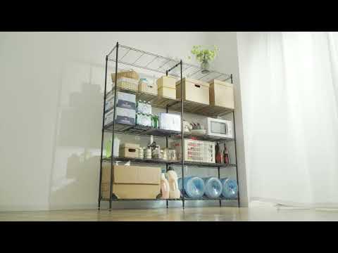 REIBII 62" W Wire Shelving Units Load 1550lbs, 5-Tier Metal L Shaped Shelves, Adjustable Shelving Rack for Pantry Kitchen Closet