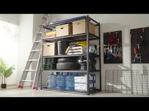 REIBII 2 Packs 6000LBS Garage Shelving 5-Tier Rust-Proof Adjustable Industrial Shelving  Metal Storage Shelves Easy Assembly 10 Minutes