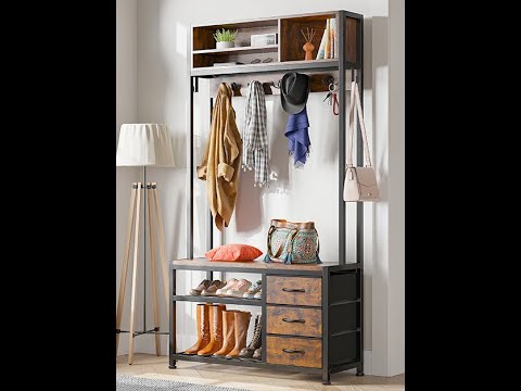 Raybee Hall Tree Coat Rack Bench with Shoe Storage for Entryway