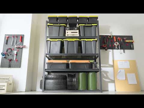 REIBII 48"W Heavy Duty Garage Shelving, 5-Tier Adjustable Storage Shelves Garage, 3000LBS Rust-Proof Storage Shelving for Warehouse, Basement