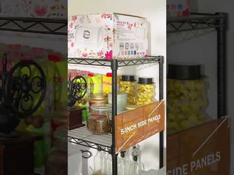 Reibii 5-Tier Adjustable Wire Shelving Unit, 900LBS Heavy Duty Storage Rack with 5 Hooks & 8 Side Blockers,Rust Resistant Anti-Tipping Organizer for Kitchen Garage Pantry