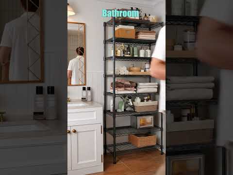 Reibii 8-Tier Wire Shelving Storage Rack, Adjustable Metal Shelving Unit, 1200LBS Capacity, Strong Coating, Plastic Foot Pads, 2-Way Use for Kitchen, Office & Commercial Use